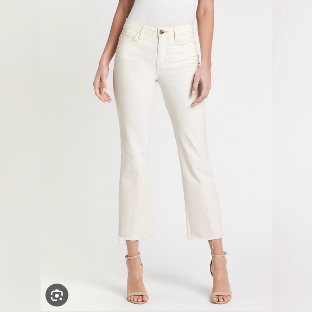 Paige Denim Atley Ankle Flare in ecru color